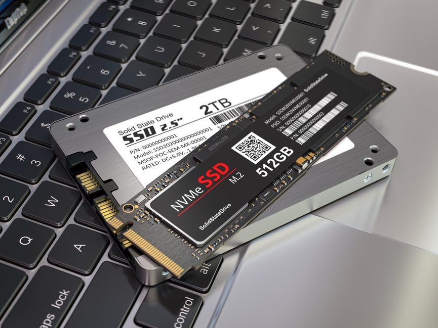 Close up of NVMe drive installation in handheld console